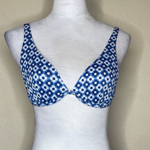 Hollister Blue White Floral Bikini Set Beachwear Vacation XS/S - Picture 2 of 10